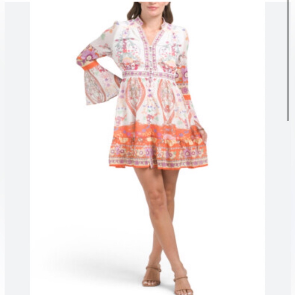 Dalia MacPhee Floral Border Print Dress in Size Large